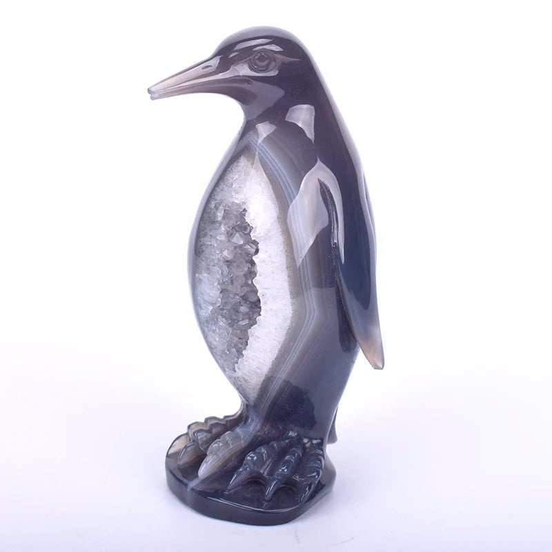 Wholesale Natural Agate Carved Gemstone Crystal Penguin for Gift