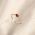 S925 Sterling Silver Womens Ring Love Ruby Japanese Style Elegant Fresh Opening Adjustment Heart Ring