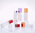 Square rose gold silvery red purple packaging lipgloss with brush lip gloss tube with wands lip gloss containers tube 4ml