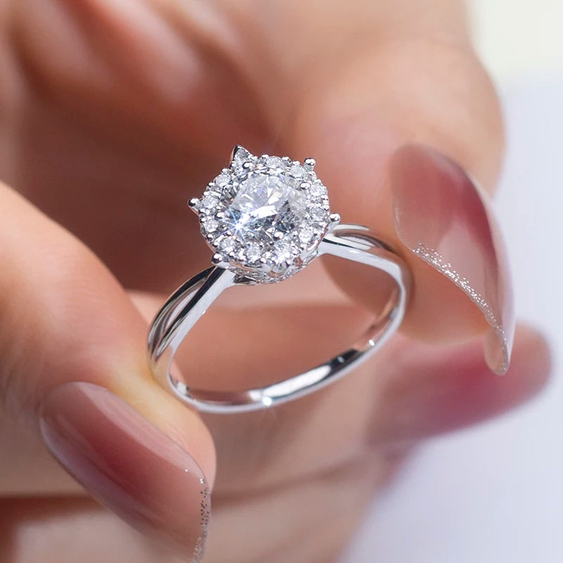 Messi Jewelry MSR-1338 18K White Gold 0.8ct E VVS2 Round Lab Grown Diamond Luxury Wedding Rings