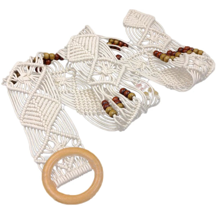 Ladies Wide Waist Wax Rope Retro Style Woven Belt Dress Decorated  With Women Belt