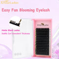 Wholesale Easy Fans Volume Lashes Blooming Eyelash Extension 0.03/0.04/0.05/0.06/0.07 Synthetic Hair with Private Label Black