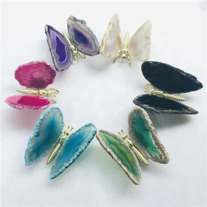 Wholesale Hot Sale Agate Slice Butterfly Carving Crystal Animal for Gifts