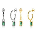 FUAMAY Aretes Vintage 925 Sterling Silver Drop Green Cubic Zirconia Hoop Earrings Bamboo Hoop Earring With Zircon