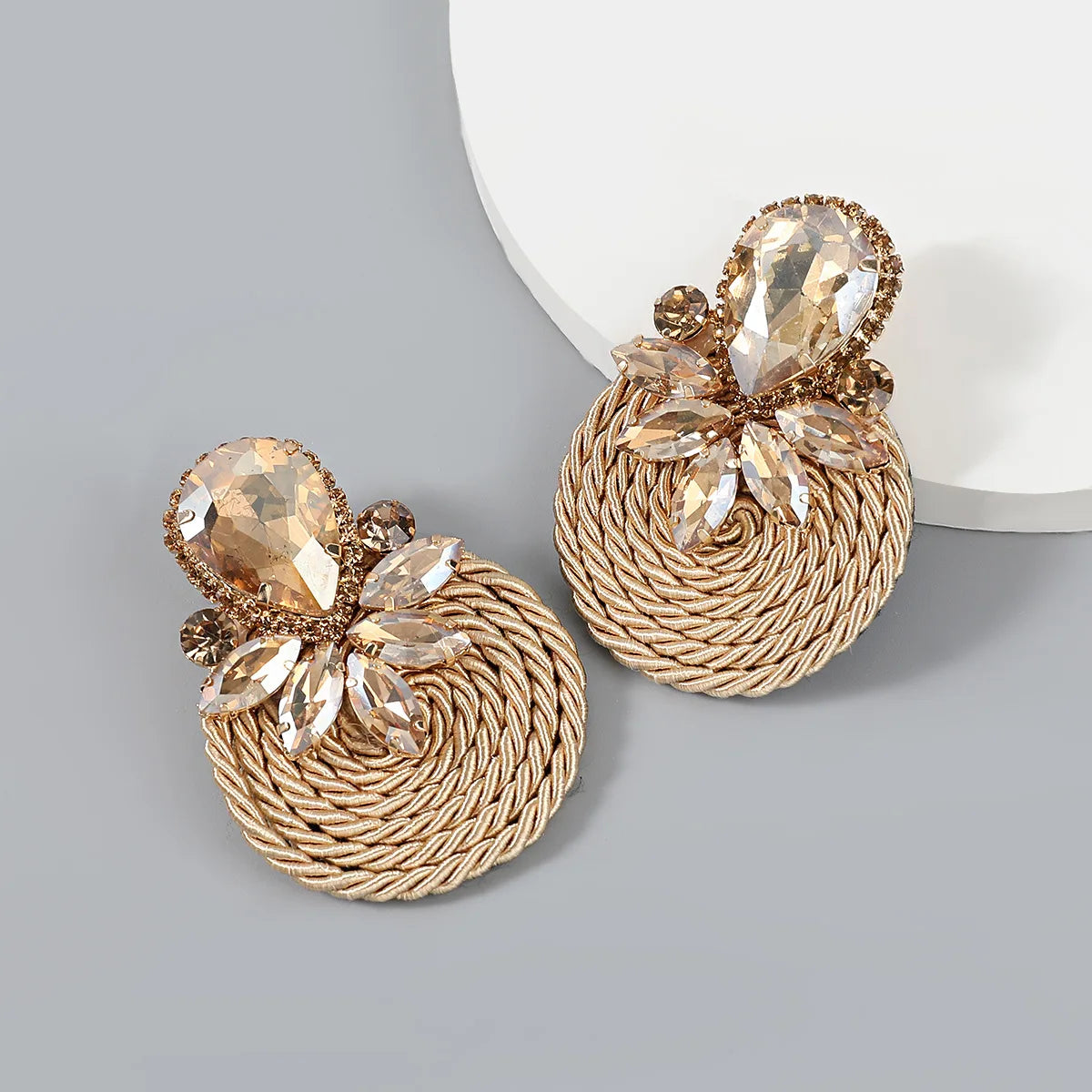 Colorful Crystal Handmade Round Earrings High Quality Statement Fashion Rhinestone Jewelry Women