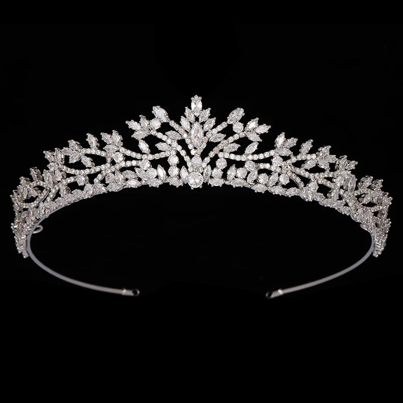 Handmade Delicate Women Cubic Zircon Tiara Headdress Crystal Bridal Hair Vine Pin Crown Wedding Accessories BC6979