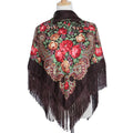 Women's Retro Tourism Printed Tassel Shawl Draped with Printed Ethnic Style Headscarf square Scarf