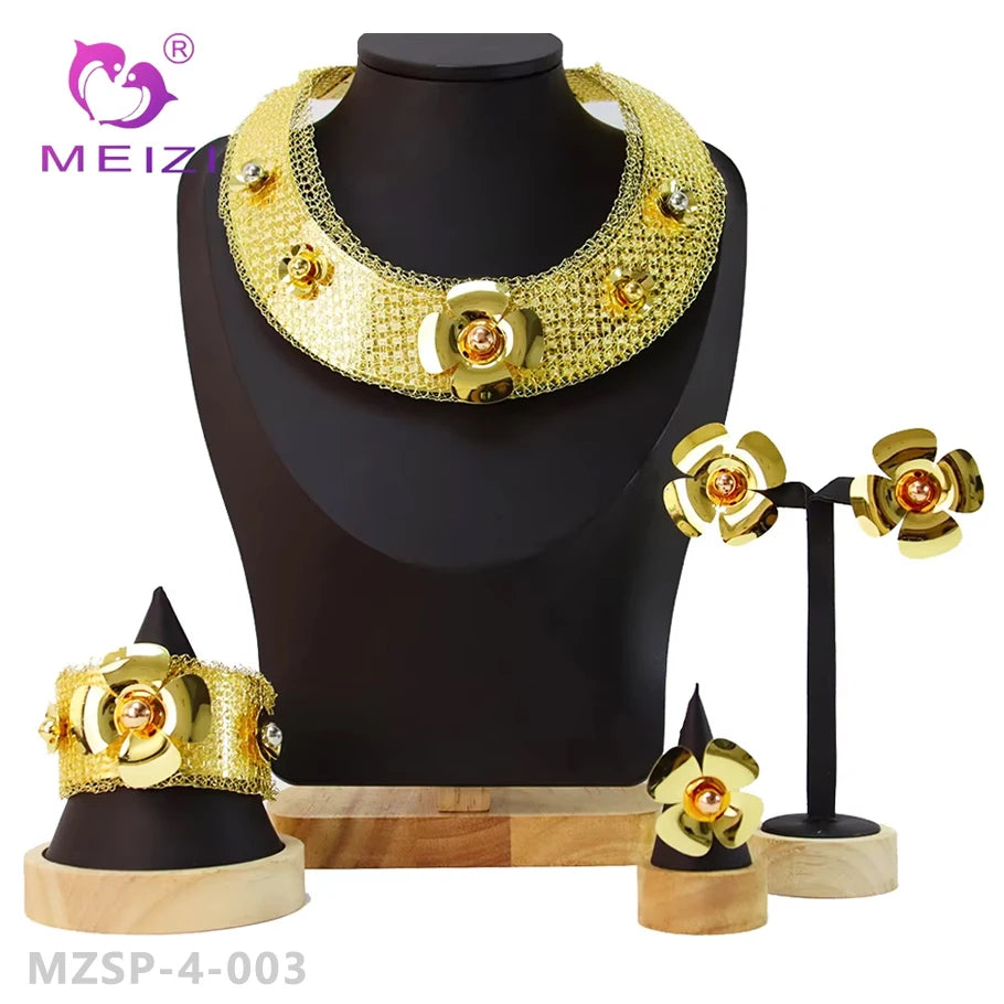 MEIZI Jewelry Wholesale Simple 18k Gold-plated Brass Jewelry Chains Necklaces and Dubai Jewelry Sets for Women