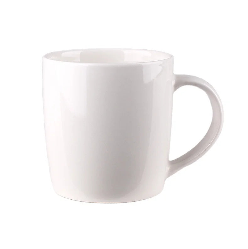 Top Quality Ceramic 12oz Customized Coffee Cup for Promotion Full Size Handle White Fine Bone China Mugs MegaBDM