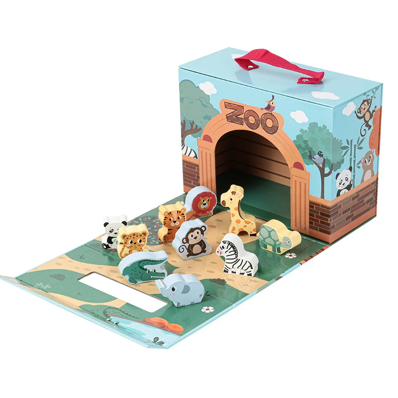 Fashion Custom Wooden Diy Children's City Theme Paper Box Sets and Intelligence Puzzle Kids Wooden Toy Set