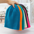 Korean Winter Warm Custom Embroidery Logo Plain Ribbed Cuffless Acrylic Skull Beanie Knitted Hat Cap
