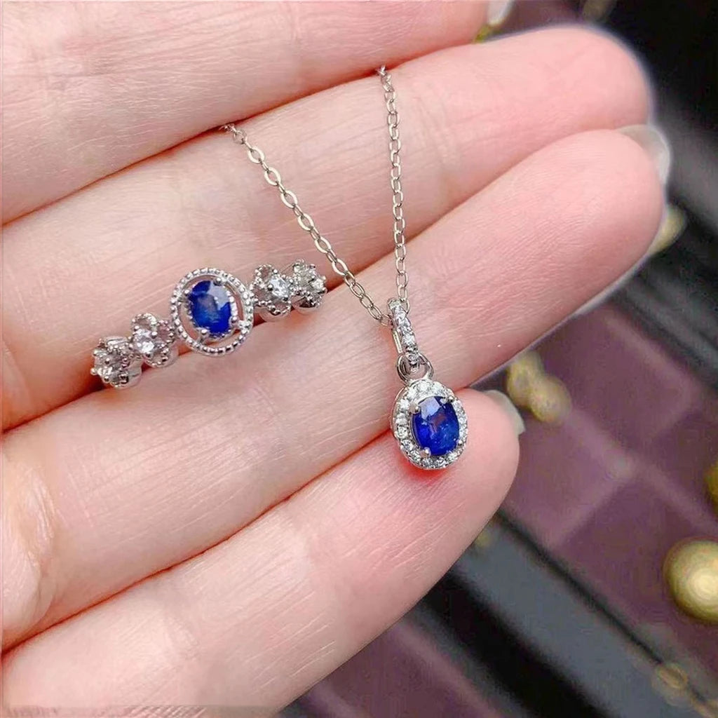 Hot Sale Designer 925 Sterling Silver Wedding Jewelry Sets Natural Sapphire with Gold Plating for Parties Engagements Good Price