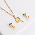Creative Gold Plated Hollow Flower Bride Jewelry Set Necklace and Earrings