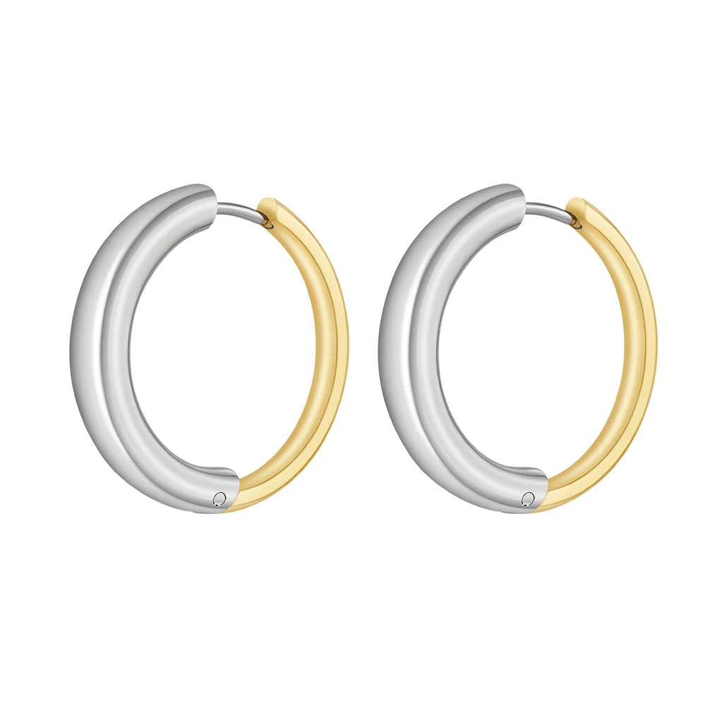 Latest 18K Gold Plated Stainless Steel Jewelry Irregular Geometric Mix Color Hoop Earrings Trendy Unisex Earrings E231495