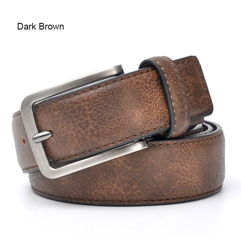 Vintage PU Leather Alloy Buckle Retro Casual Belt for Men