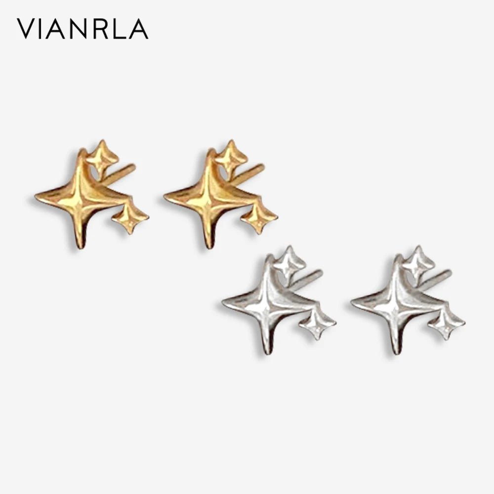 VIANRLA Earring Star Shaped 925 Sterling Silver Jewelry Ear Pin Style Wholesale