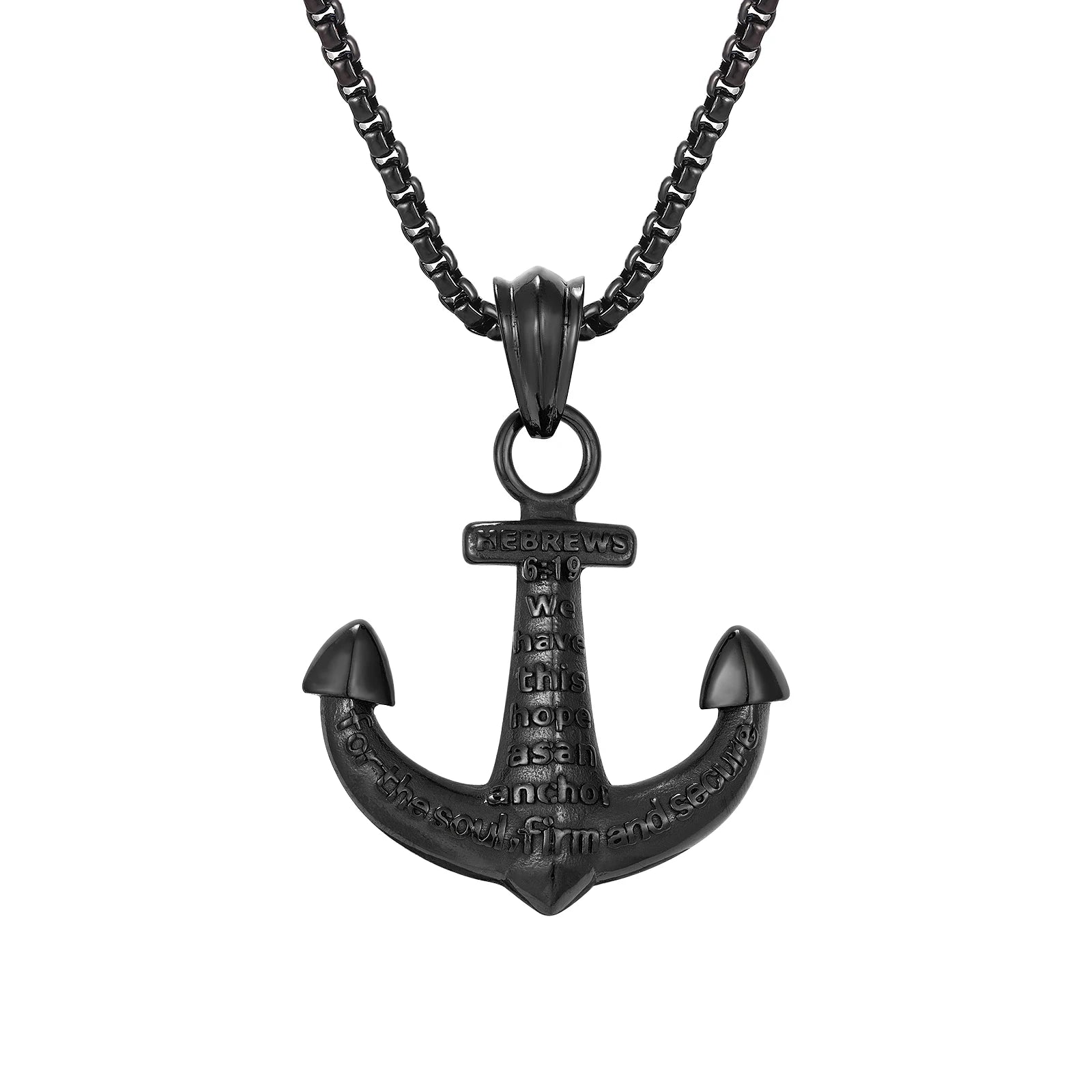 Waterproof Men's Fashion Jewelry Stainless Steel Man Pendant Hebrew Anchor Necklace for Man