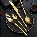 Hot Selling Gold Flatware Set Stainless Steel Spoon and Fork Silverware Golden Cutlery Set for Wedding