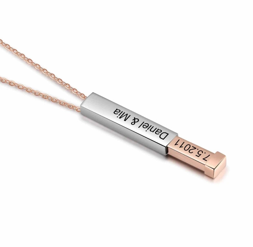 Inspire Jewelry Custom 18K Gold-Plated Stainless Steel Hidden Message Bar Pendant Necklace Waterproof Link Chain for Friends