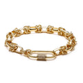 Nickel Free 18k Gold Plated Lock Types Link Chain Bracelet with Good Craftsmanship