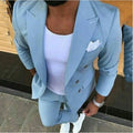 2025 Latest Coat Pant Light Blue Men Suits Double Breasted Groom Wedding Suit for Tuxedo Custom Made Slim Suit 2 Pieces Set