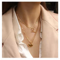 Chris April Fashion Korean Version 18k Gold Plated Stainless Steel T-bar Link Chain Necklace for Women