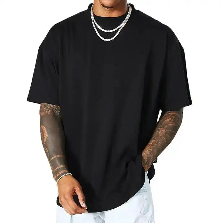 Fashion Streetwear Custom Printing 100% Cotton Round Neck Boys Tee Shirts Heavyweight Drop Shoulder Men Graphic T Shirts