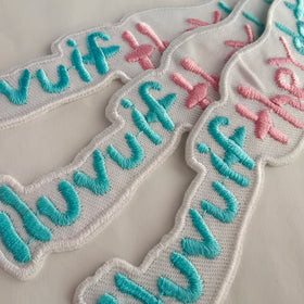ZT-E-0076 Beaded Embroidery Badges Supplier Custom Logo Alphabet Pearls Letters Self-adhesive Embroidered Patches for Garment