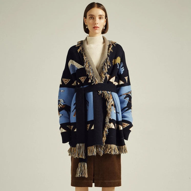 Wholesale Winter New Fashion Women Cashmere Wool Blend Long Sleeves Plus Size Long Cardigan Sweater