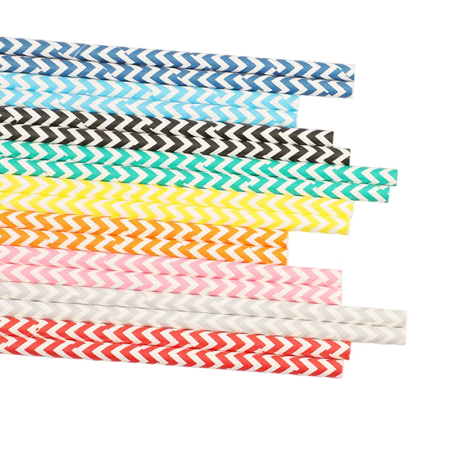 Eco-Friendly Biodegradable Kraft Paper Drinking Straws Individually Wrapped Colorful Straws for Crafts Party and Wedding