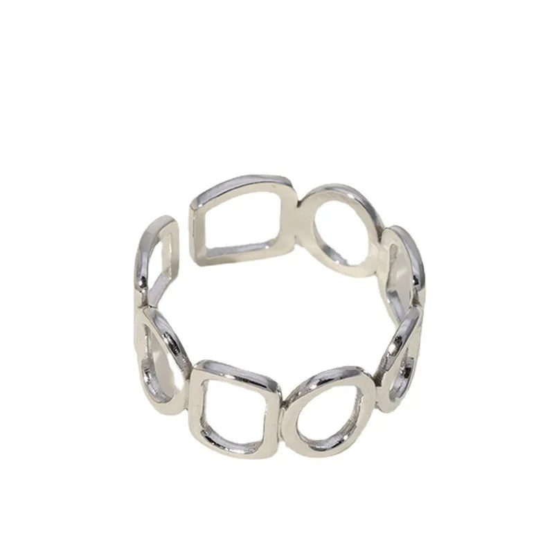 BM Hypoallergenic Non Tarnish Geometric Hollow Stainless Steel Rings