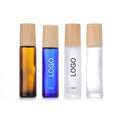 Amber Blue Frosted Empty Essential Oil Bottle 10ml Wood Gain Lid Gemstone Cosmetic Glass Roller Perfume Bottle