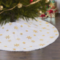 Ourwarm Christmas Supplies 36 Inch 48 Inch Sublimation Gold White Snowflake Faux Fur Felt Xmas Christmas Tree Skirts