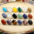 Oval Shape Stone Cabochons Bead Channel Rings  Silver Brass Copper Plating  Adjustable Bands