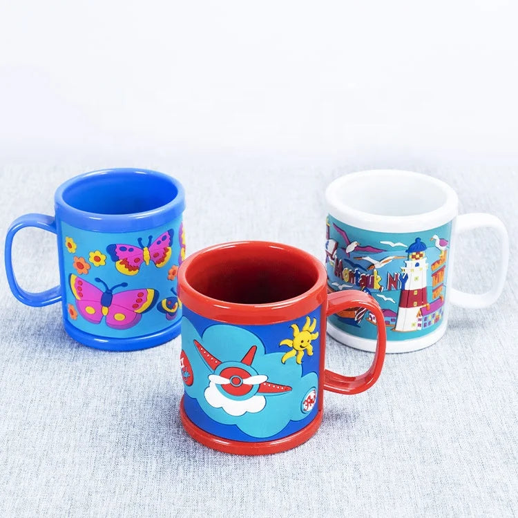 Wholesale Cute Cartoon 3D Kids Personalized Gift Plastic Mugs Custom Logo Soft Pvc Water Cups Mugs
