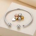 Stainless Steel Open Cuff Bangle with Interchangeable Charm Beads Set DIY Screw Ball Bracelet Wholesale Bracelet