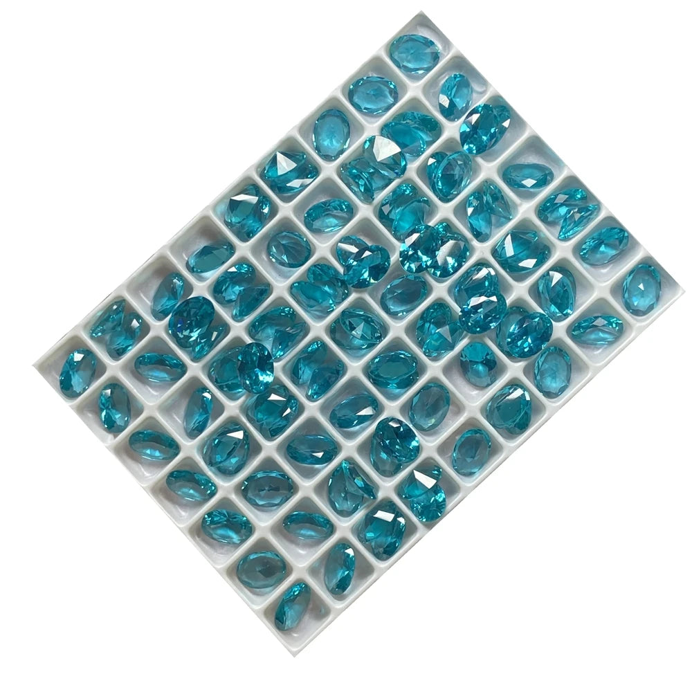 New Products New Color Oval Cut 3x5mm  4x6mm 5x7mm 6x8mm Loose Gemstone Synthetic Nano Paraiba Stone Sale