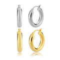 FUAMAY S925 Sterling Silver Gold Plated Zircon Hoop Earrings Large 25.5mm Thick Wedding GDTC Certified MegaBDM