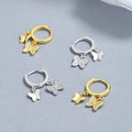 Fine Jewelry 925 Sterling Silver butterfly Dangle Earrings Butterflies Zircon Gold Plated Hoop Earrings Jewelry Women