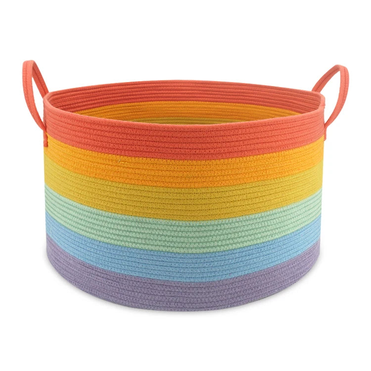 Rainbow Cotton Rope Storage Baskets for Organizing Decorative Woven Storage Baskets for Shelves