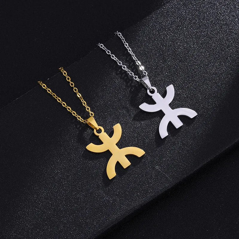 BINSHUO Wholesale Custom Stainless Steel Jewelry African Amazilg Berber Logo Pendant Charm Necklace for Women