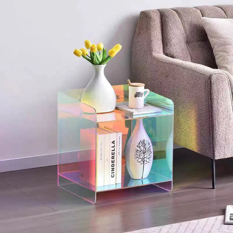 Modern Clear Acrylic Bedside Cabinet with Transparent Design for Bedroom Living Room Study Bathroom Hospital Use