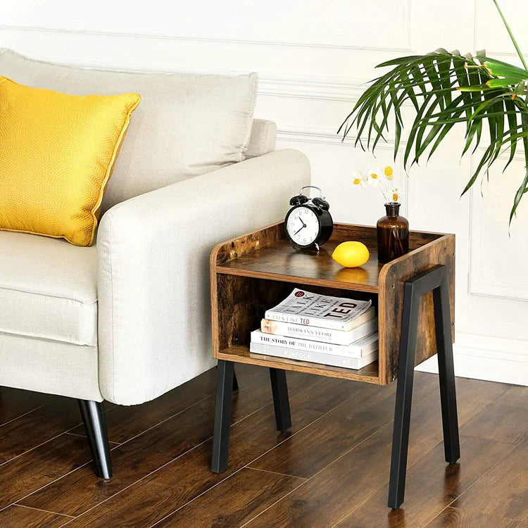 Modern Design Metal Leg Wooden Nightstand Bedroom or Living Room Bedside Table for Home or Hotel Furniture for Apartment Use