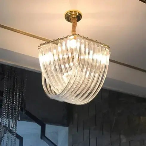 New Nordic Modern Decorative Iron Led Gold Hanging Pendant Lighting Led clear Glass Luxury Chandeliers