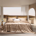 Top Luxury champagne Silk Comforter Duvet Cover Double Bed Sheet king Size Bedding Set Wholesaler