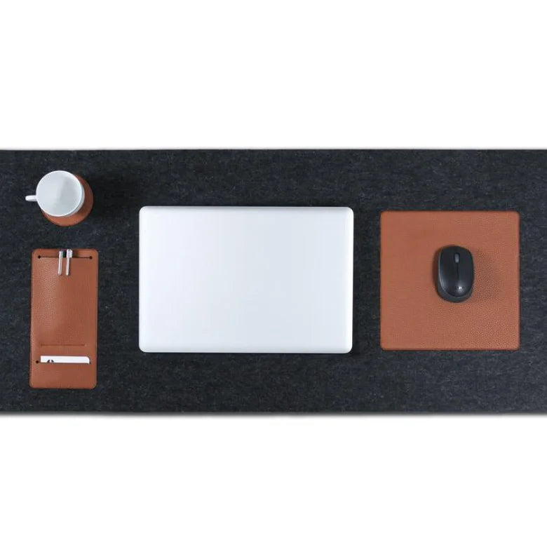 Luxury Leather +Felt Office Write Desk Mat Home Mouse Pad Accessories with Coaster Mat Leather Pen Sleeve Cover