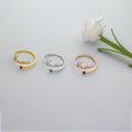 SSeeSY Joyas Anillo Fashion Custom Design Jewelry Birth Stone Adjustable Open Gold Plated Stainless Steel Personalised Rings