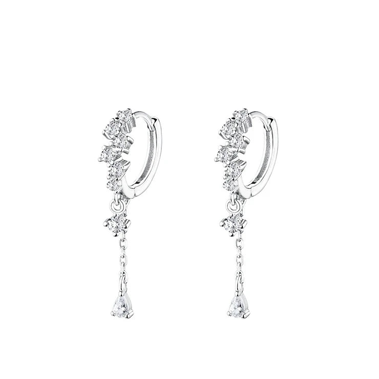 925 Sterling Silver Zircon Tassel Earrings 2022 New Ethnic Minority Summer Female Personalized Versatile Trend Piece