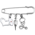 RN Nurse Cap Injector Syringe Stethoscope Pendant Gift for Doctor Nurse Paramedic Brooch