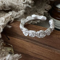 Vintage 925 Sterling Silver Rose Flower Shape Open Frosted Ring for Women